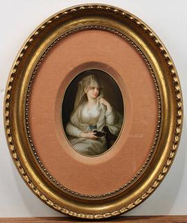 Appraisal: German hand painted porcelain plaque German hand painted porcelain plaque