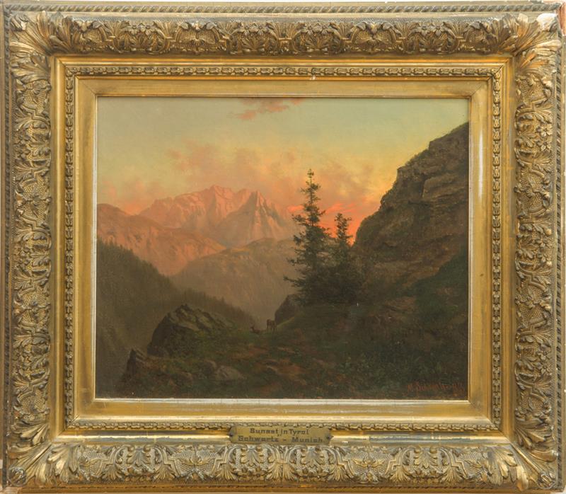 Appraisal: M SCHWARTZ SUNSET IN TYROL Oil on canvas signed 'M