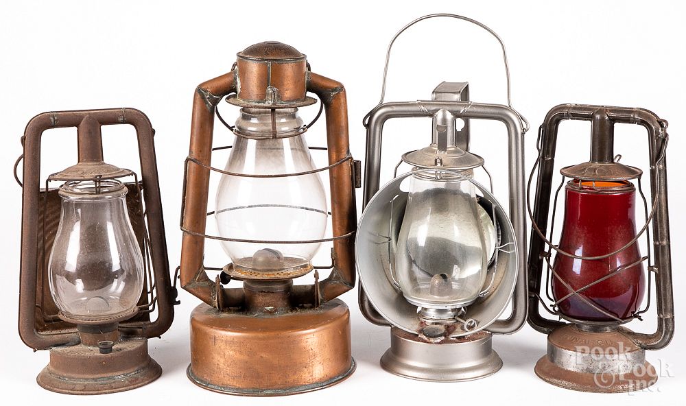 Appraisal: Four antique lanterns Four antique lanterns Sherwoods C T Ham