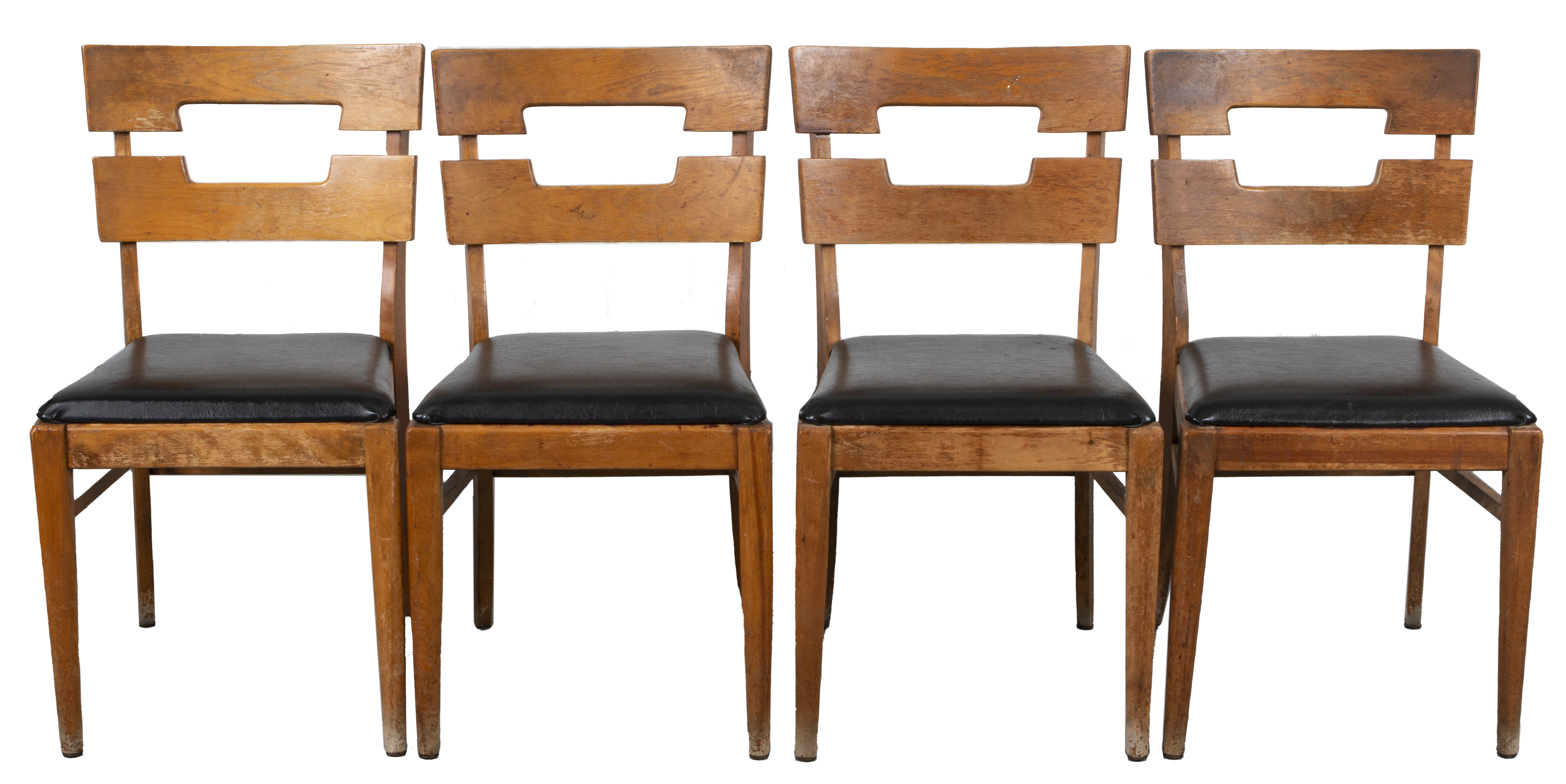 Appraisal: MID-CENTURY BLONDE OAK SIDE CHAIRS Four Mid-Century blonde oak side