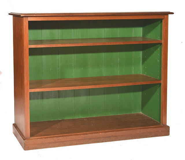 Appraisal: A VICTORIAN PITCH PINE OPEN BOOKCASE with two adjustable shelves