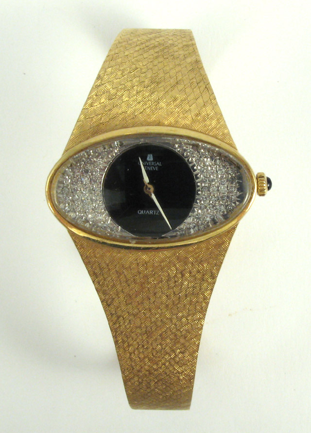 Appraisal: LADY'S UNIVERSAL GENEVE WRISTWATCH K yellow gold mesh bracelet and