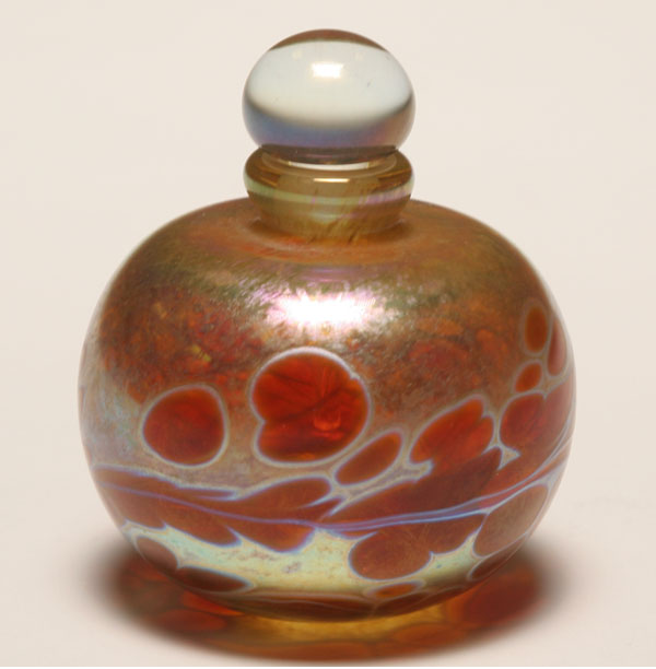 Appraisal: Maytum Studios gold iridescent glass stoppered perfume bottle Amber oil