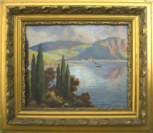 Appraisal: Oil on board landscape mid th c x