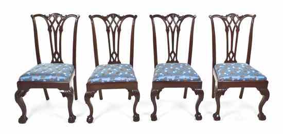 Appraisal: A Set of Four Chippendale Style Mahogany Chairs each having