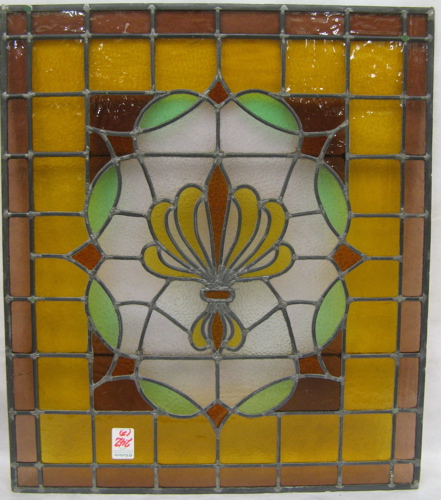 Appraisal: TWO STAINED GLASS PIECES the first a yellow iris with