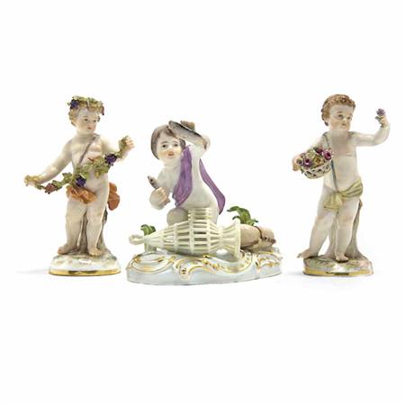 Appraisal: Group of Three Meissen Porcelain Figures of Putti Estimate -