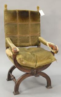 Appraisal: Walnut throne chair used by Lawrence Olivier in the London