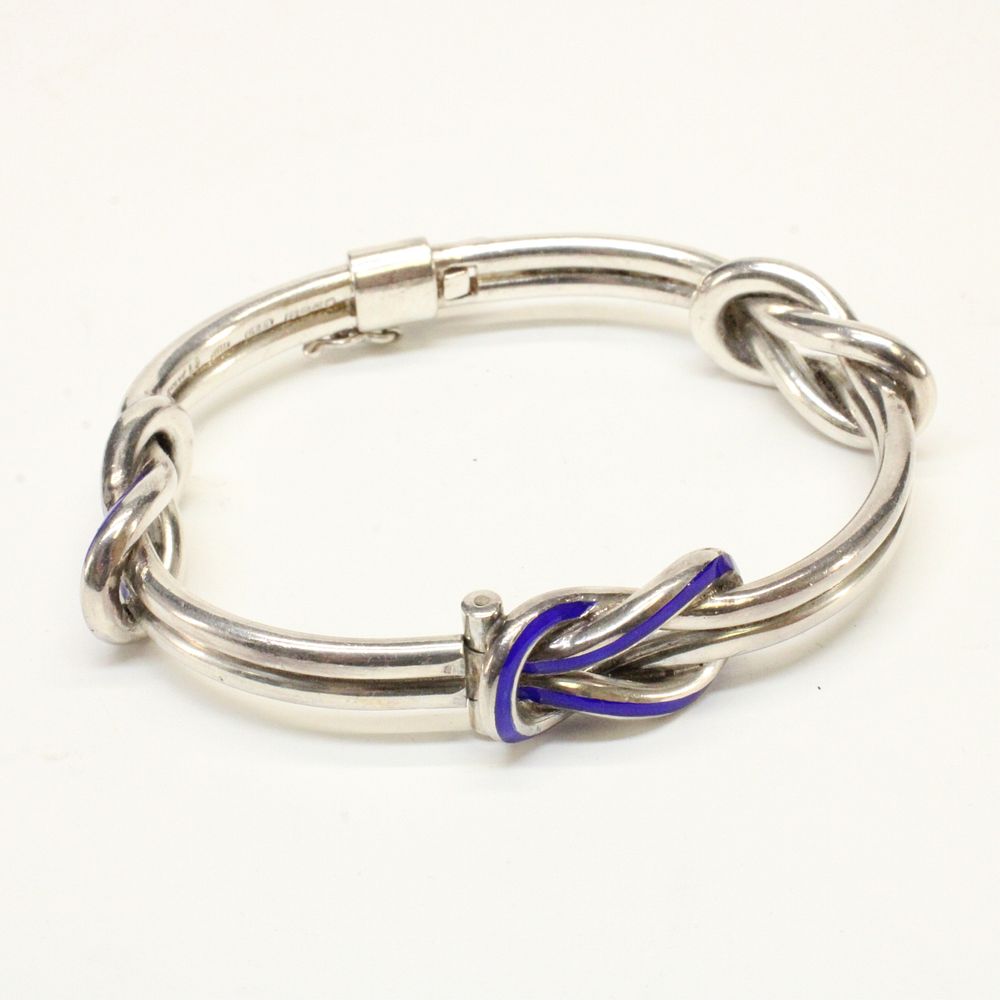 Appraisal: Gucci Sterling and Enamel Knot Bracelet A vintage Gucci sterling