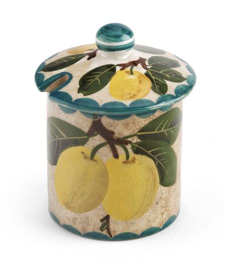 Appraisal: WEMYSS SMALL PRESERVE JAR COVER EARLY TH CENTURY decorated with