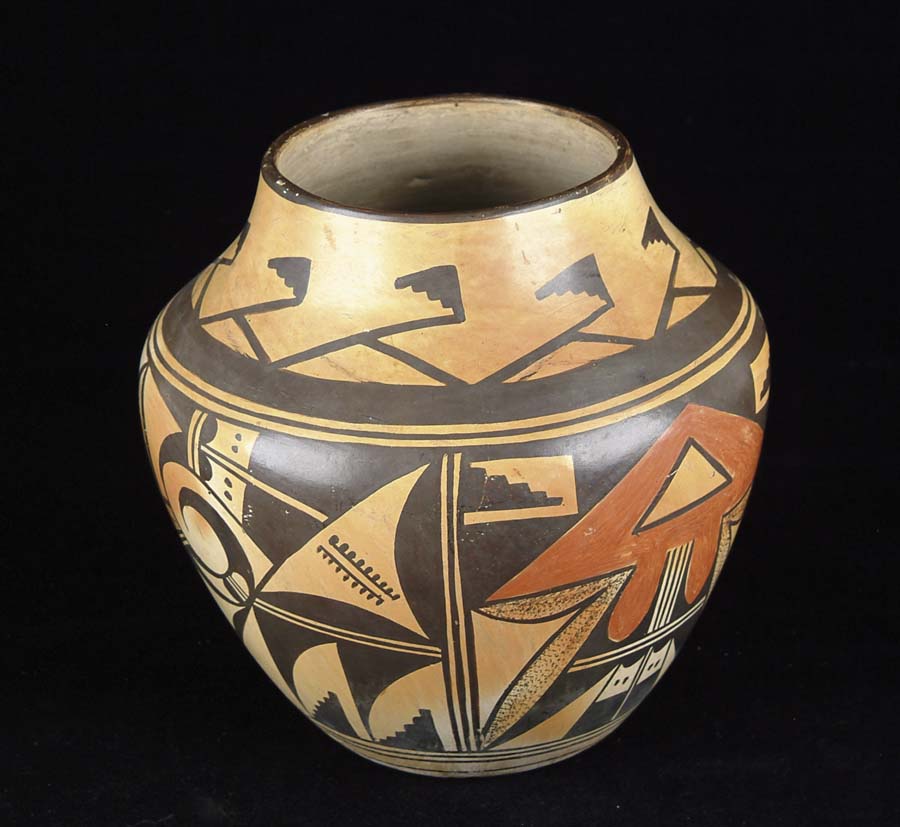 Appraisal: HOPI OLLA POTTERY JAR EARLY TH CENTURY Motifs representing cloud