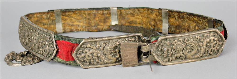 Appraisal: SINO-TIBETAN SILVER METAL BELT LATE TH EARLY TH CENTURY the