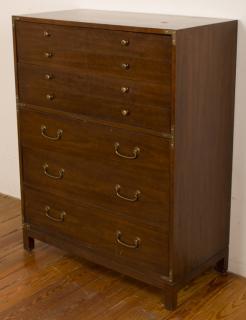 Appraisal: Drexel Furniture Barbados High Chest Drexel Barbados campaign style five