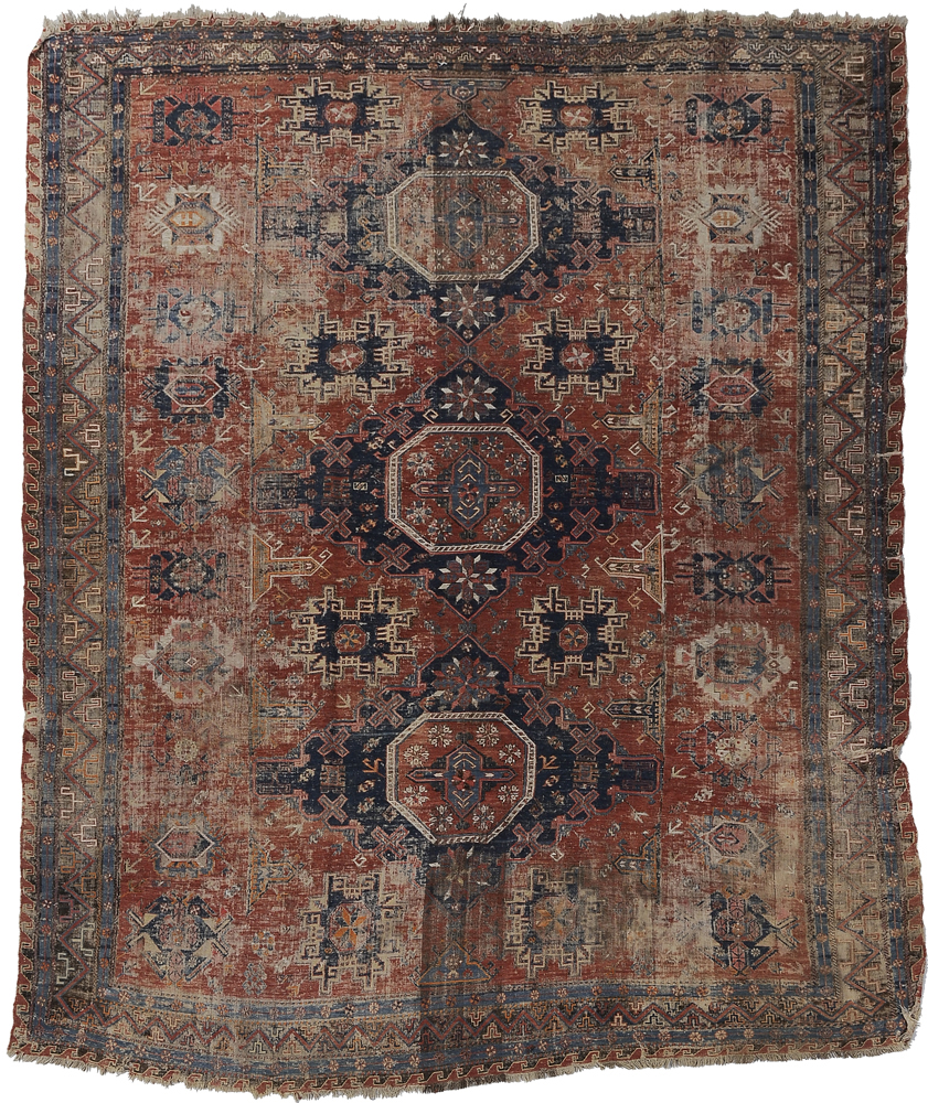 Appraisal: Sumac Carpet Caucasian late th century three central medallions on