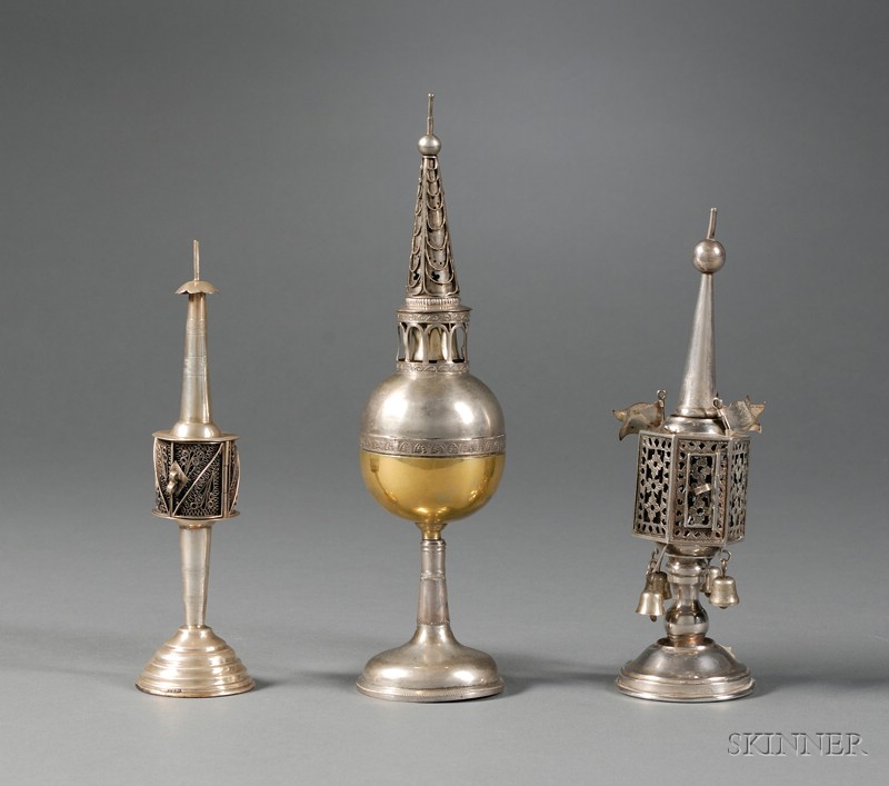 Appraisal: Three Tower-form Spice Containers one sterling marked A C with