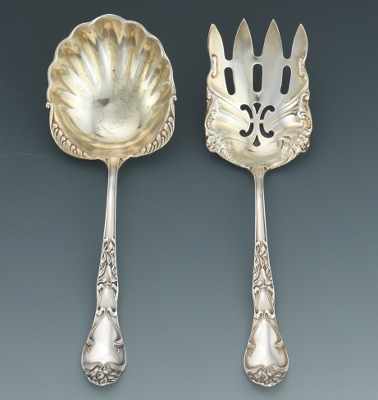 Appraisal: American Art Nouveau Style Sterling Silver Salad Set Dainty salad