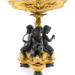 Appraisal: A Louis XVI Style Parcel-Gilt and Patinated Bronze Centerpiece TH