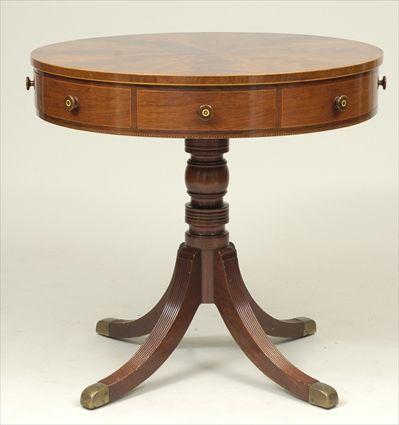 Appraisal: George III-Style Mahogany Drum Table in in diam