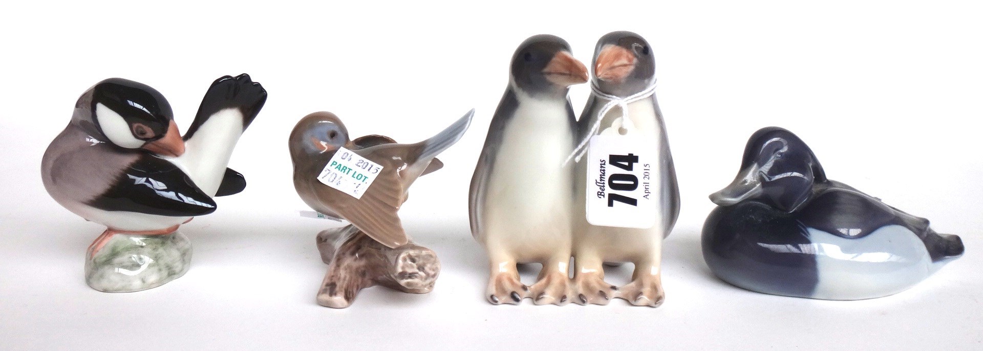 Appraisal: A Copenhagen porcelain Penguin group No a Royal Copenhagen duck