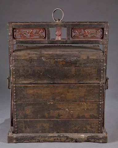 Appraisal: Chinese tiered wedding chest th c A chinese tiered wedding