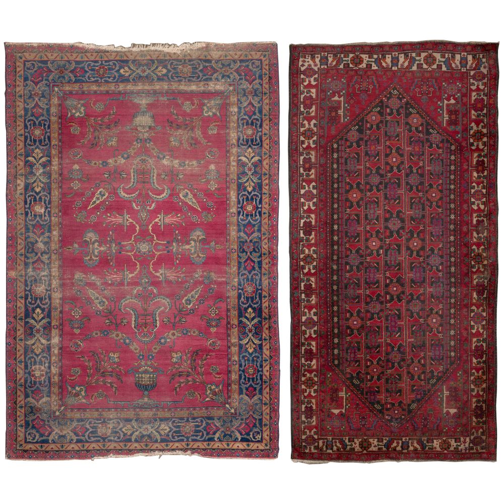 Appraisal: SAROUK AND HAMADAN STYLE ROOM SIZE RUGSSarouk hand woven rug