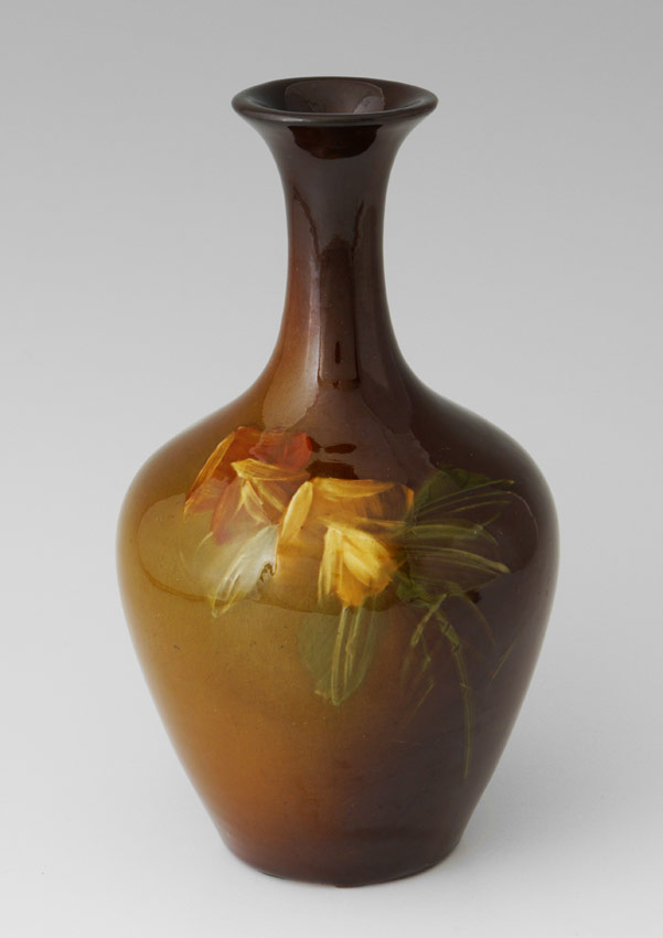 Appraisal: ROSEVILLE POTTTERY STANDARD GLAZE VASE With irises marked Rozane on