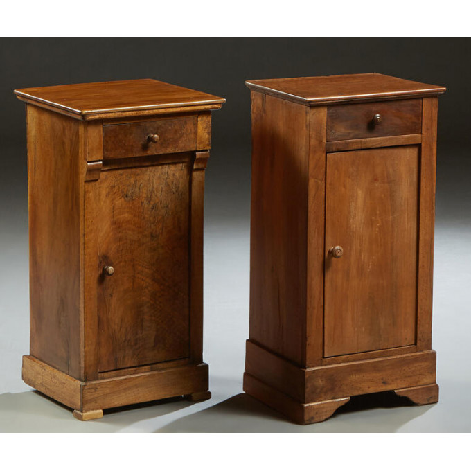 Appraisal: Near Pair of French Louis Philippe Style Carved Walnut Nightstands