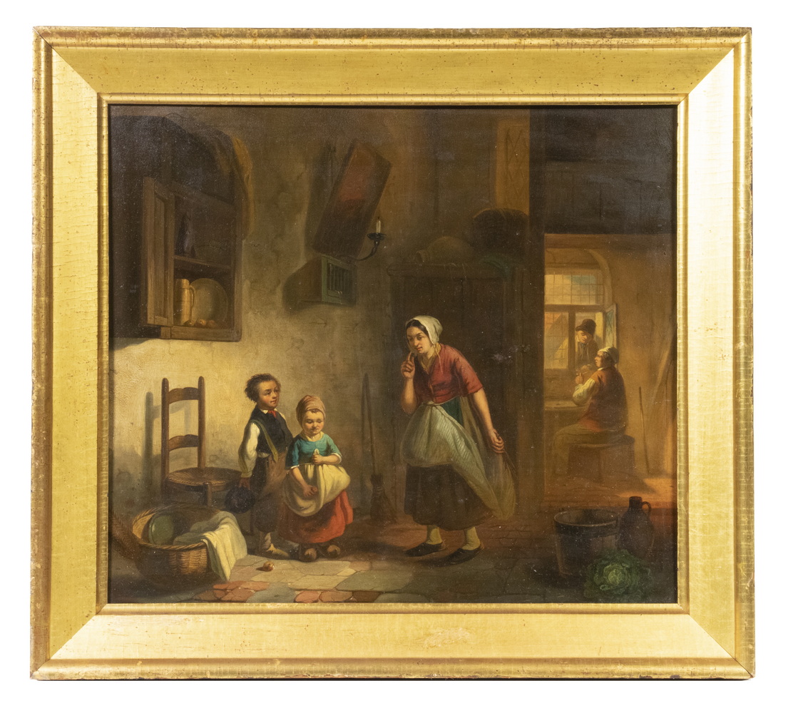 Appraisal: TH C DUTCH GENRE PAINTING Domestic Interior of Two Rooms