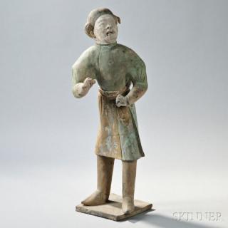 Appraisal: Large Painted Pottery Figure of a Foreign Groom China Tang