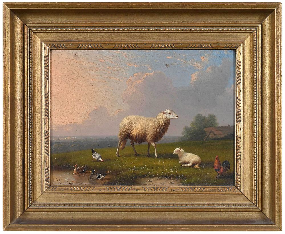 Appraisal: Francois Vandeverdonck Belgian - Sheep and Fowl in a Pasture