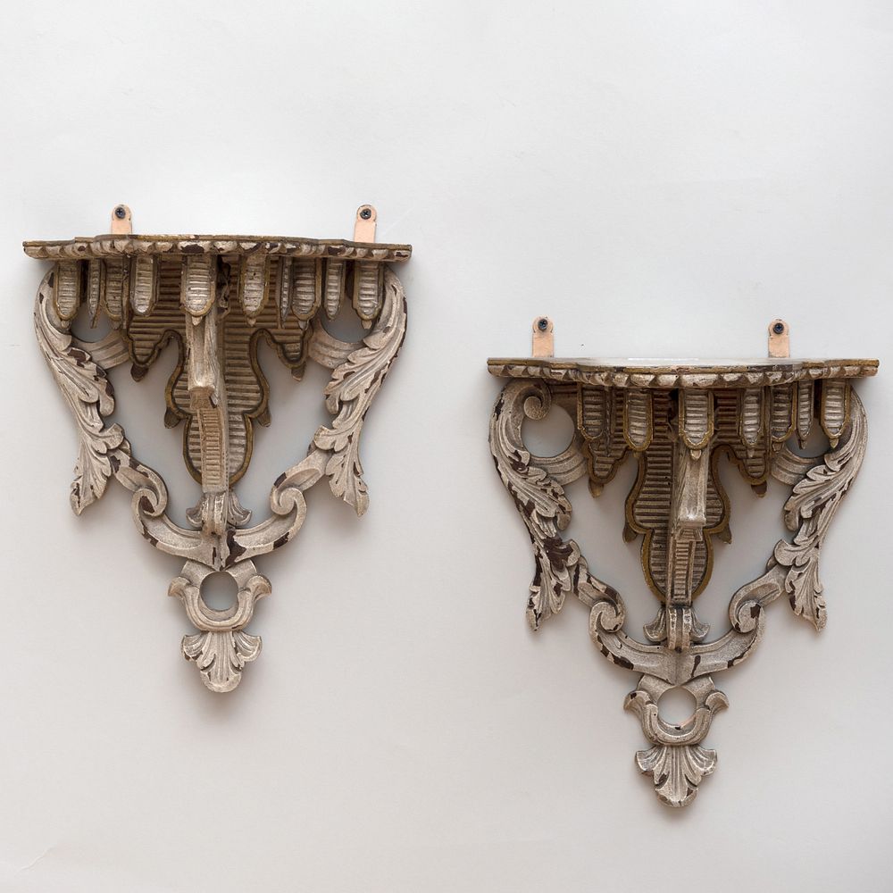 Appraisal: Pair of Regency Style Painted Wall Brackets x x in