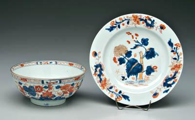 Appraisal: Two pieces Chinese Imari bowl with central peony verso with