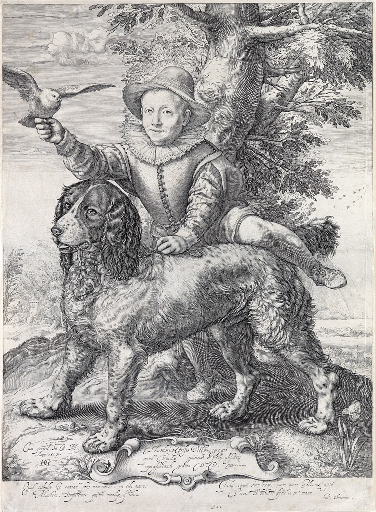 Appraisal: HENDRICK GOLTZIUS Frederick de Vries and his Dog Engraving x