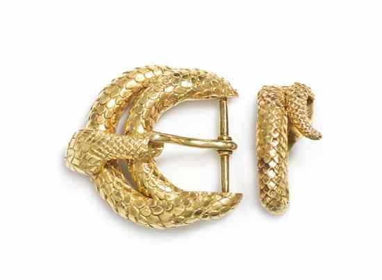 Appraisal: A Vintage Karat Yellow Gold Snake Belt Buckle David Webb