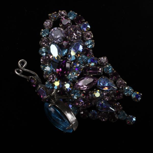 Appraisal: Schreiner Purple Blue Jeweled Trembler Butterfly Brooch Pin