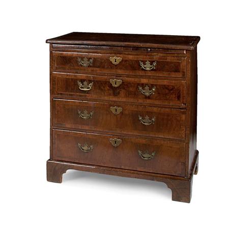 Appraisal: George II Feather Banded Walnut Bachelor's Chest of Drawers Estimate