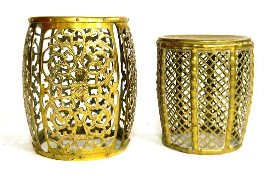 Appraisal: Two th C pierced brass garden stools both hollow and