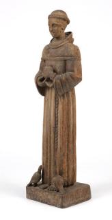 Appraisal: A carved wood figure Saint Francis of Assisi Mid- th