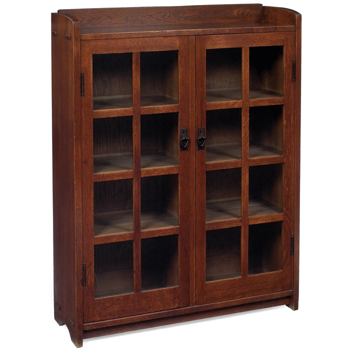 Appraisal: Gustav Stickley bookcase two-door form with eight panes of glass