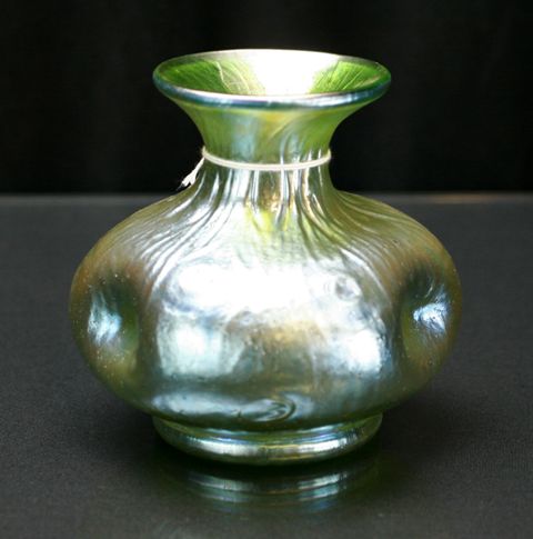 Appraisal: A Loetz posy vase in blue opalescent glass