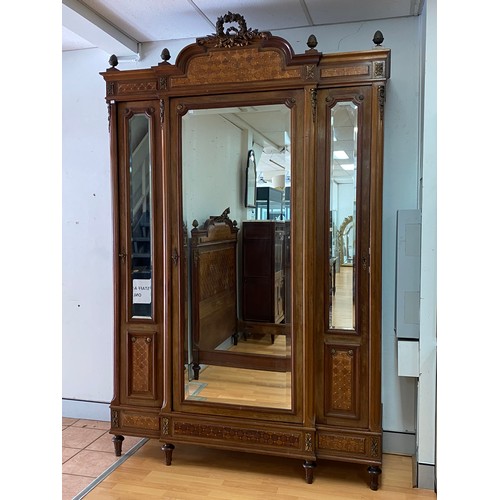 Appraisal: Fine antique French Louis XVI revival breakfront three door armoire