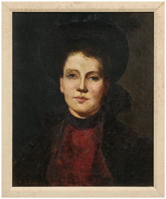 Appraisal: Painting Mabel Bacon Plimpton English Connecticut - woman in red