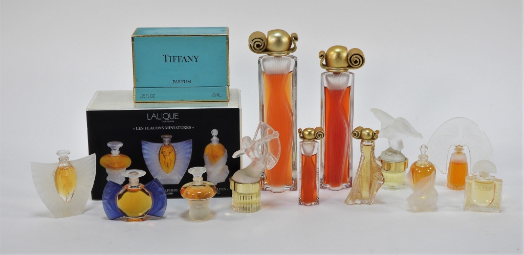 Appraisal: PC LALIQUE TIFFANY GIVENCHY PERFUME COLLECTION France New York Late