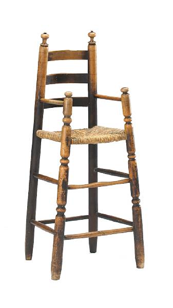 Appraisal: A William and Mary maple child's ladder back highchair th