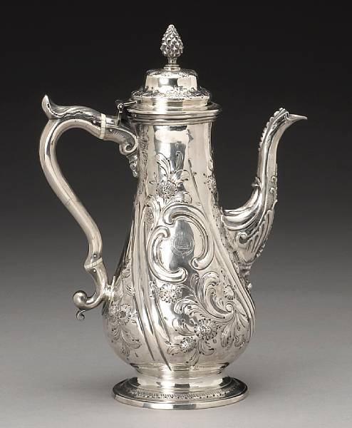 Appraisal: A George III silver coffee pot later chasedJas Sutton amp