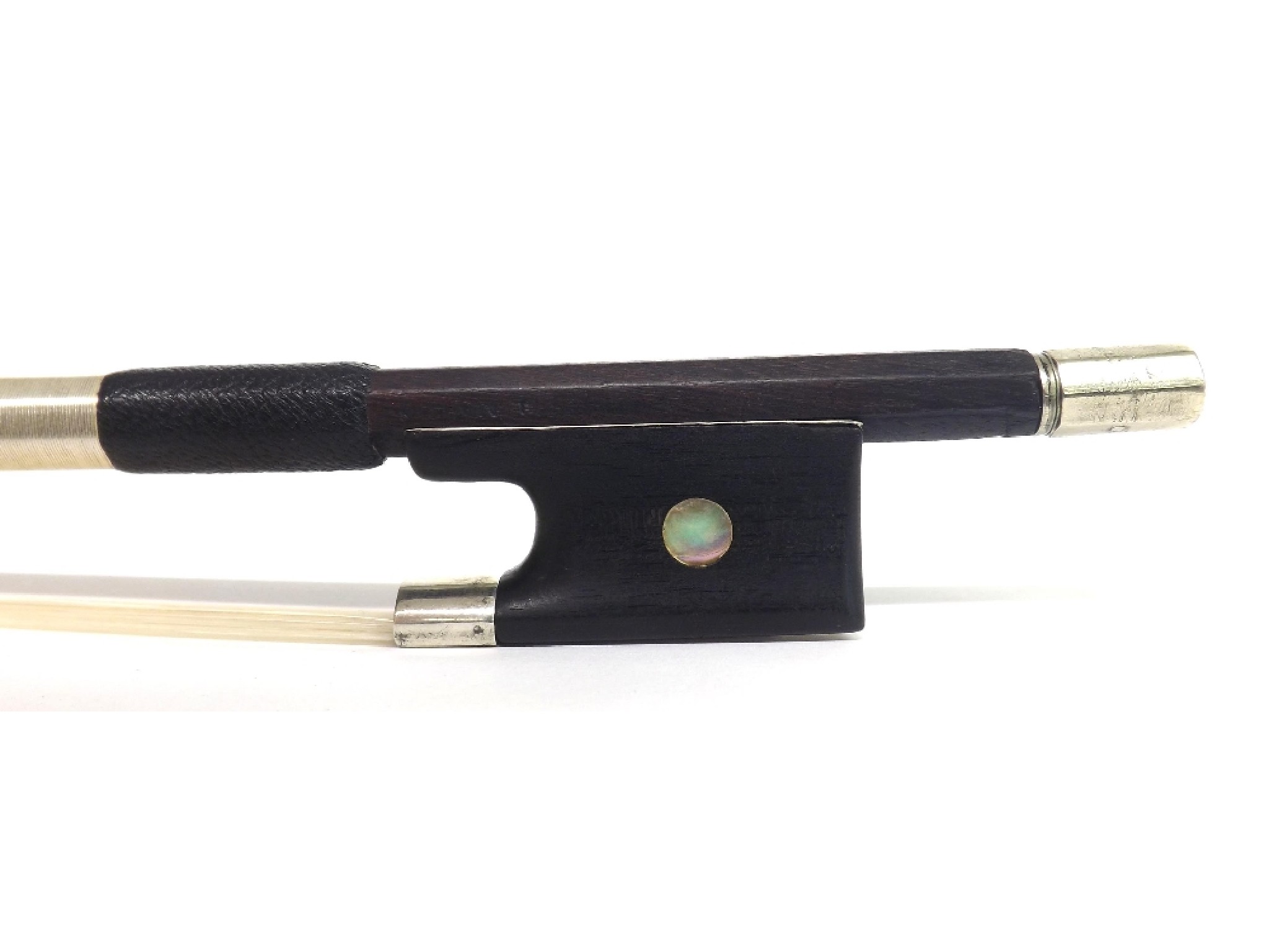 Appraisal: Silver mounted violin bow by and stamped J Martin the