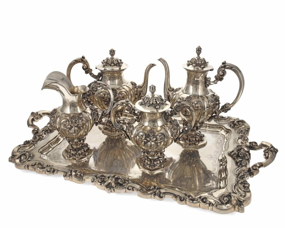 Appraisal: A Portuguese silver tea and coffee service Mid- th Century