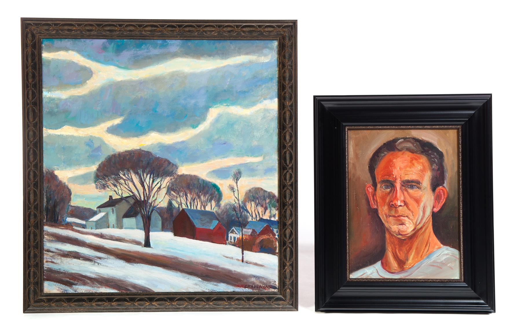 Appraisal: TWO PAINTINGS BY ROBERT CHADEAYNE OHIO - Oil on canvas