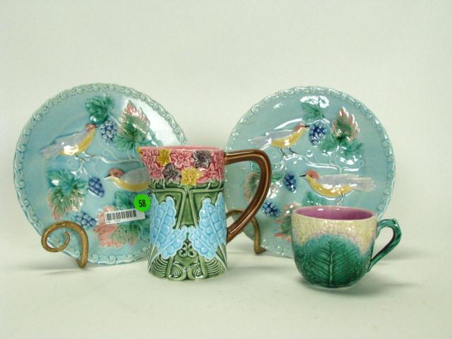 Appraisal: Group of Majolica Pottery including two '' bird and grape