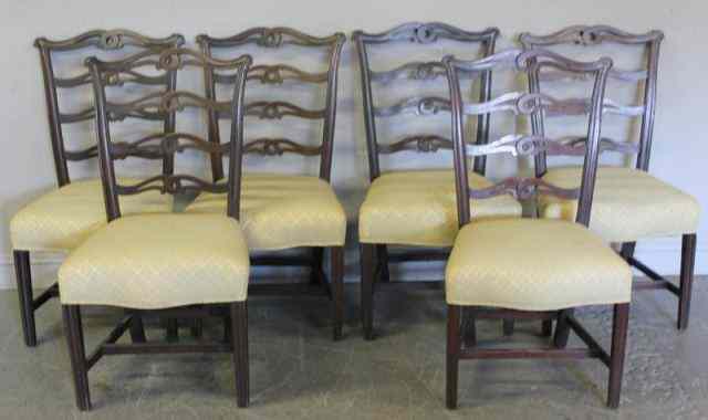 Appraisal: Set of th Century Ribbon Back ChippendaleChairs From a New